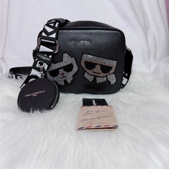Karl Lagerfeld Handbags - 🔊‼️Karl Lagerfeld Black Bag with Cat and Sunglasses Motif